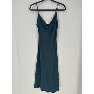 Loft Slip Dress Womens 0 Dark Green Midi Cowl Neck Sleeveless Summer Party Fairy